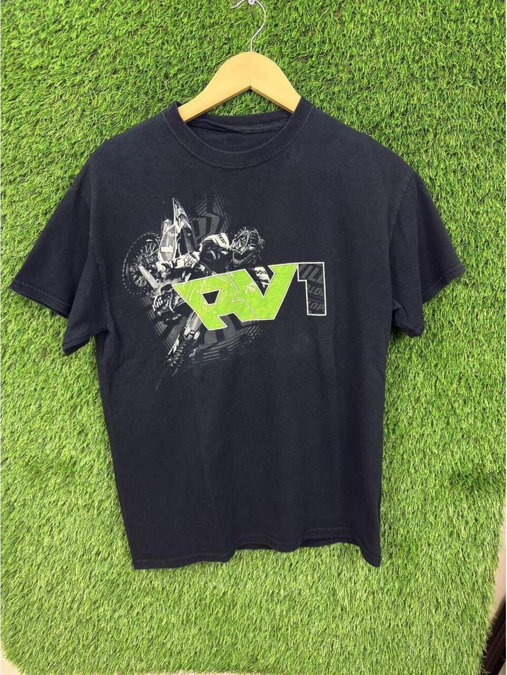 Monster Energy Kawasaki RV1 Motocross Racing Double Sided Graphic T-Shirt Black